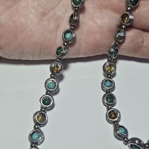 Premier Design Silver Tone Metal Multicolored Beaded Necklace 36 To 40"